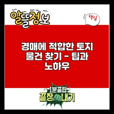 경매에 적합한 토지 물건 찾기 - 팁과 노하우