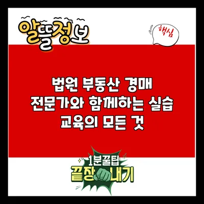 법원 부동산 경매 전문가와 함께하는 실습 교육의 모든 것