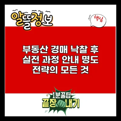 부동산 경매 낙찰 후 실전 과정 안내: 명도 전략의 모든 것