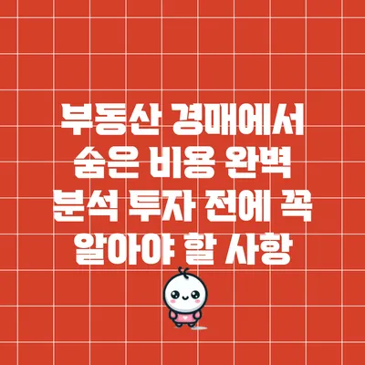 부동산 경매에서 숨은 비용 완벽 분석: 투자 전에 꼭 알아야 할 사항
