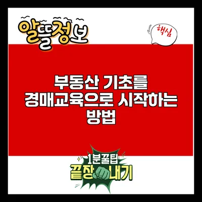 부동산 기초를 경매교육으로 시작하는 방법