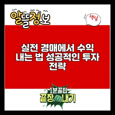 실전 경매에서 수익 내는 법: 성공적인 투자 전략