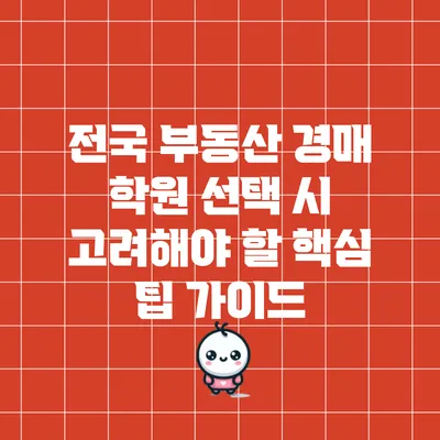 전국 부동산 경매 학원 선택 시 고려해야 할 핵심 팁 가이드