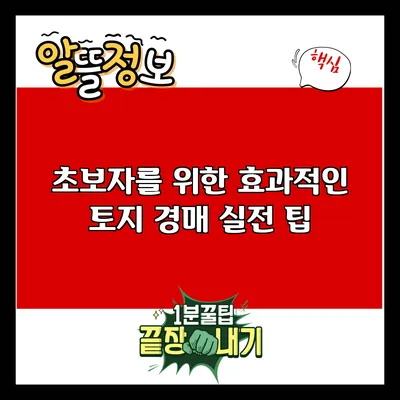 초보자를 위한 효과적인 토지 경매 실전 팁