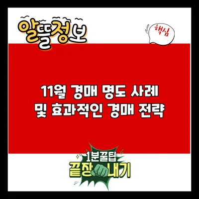 11월 경매 명도 사례 및 효과적인 경매 전략