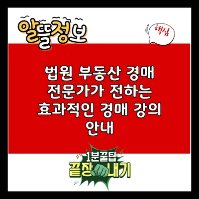 법원 부동산 경매 전문가가 전하는 효과적인 경매 강의 안내