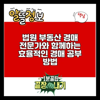 법원 부동산 경매 전문가와 함께하는 효율적인 경매 공부 방법