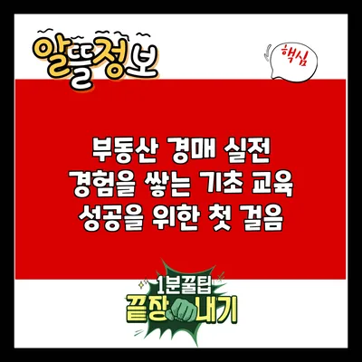 부동산 경매 실전 경험을 쌓는 기초 교육: 성공을 위한 첫 걸음