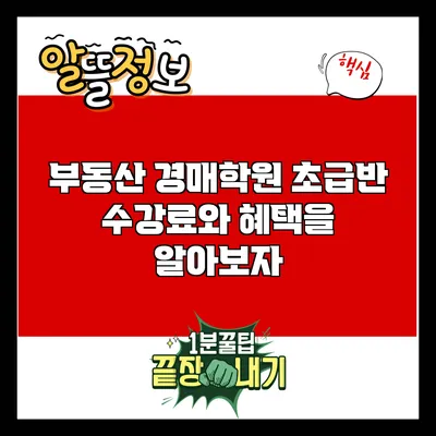 부동산 경매학원 초급반: 수강료와 혜택을 알아보자