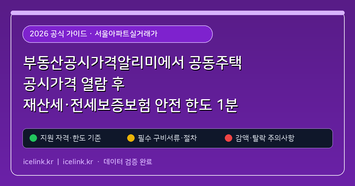 부동산공시가격알리미에서 공동주택 공시가격 열람 후 재산세·전세보증보험 안전 한도 1분 만에 계산하기