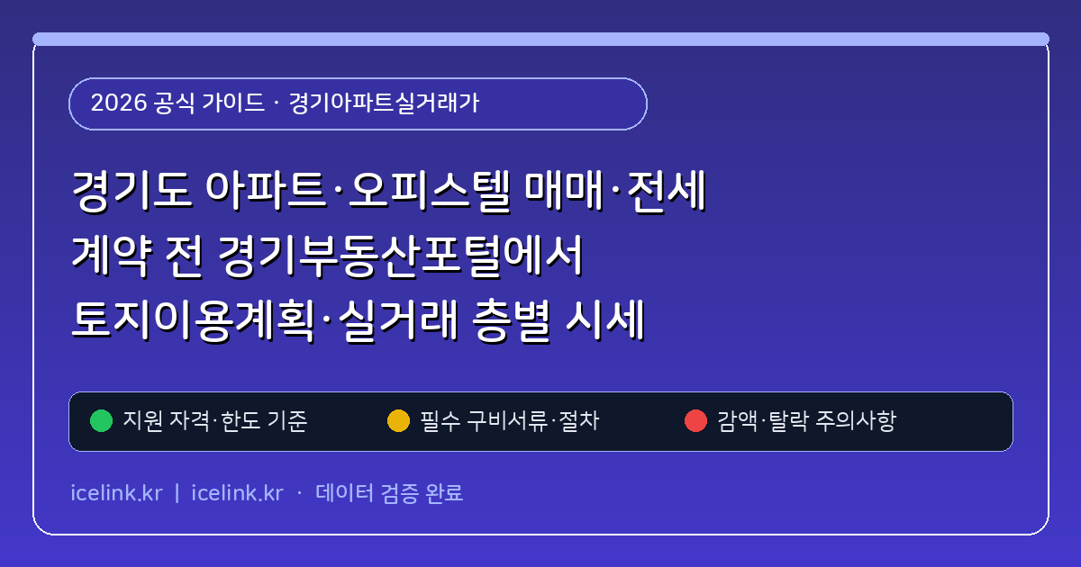 경기도 아파트·오피스텔 매매·전세 계약 전 경기부동산포털에서 토지이용계획·실거래 층별 시세 비교하는 법